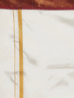 Sethukrishna Men Cream-Coloured Solid Dhotis With Angavastram | Grocsy