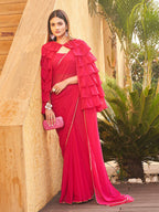 Tikhi Imli Gotta Patti Saree With Ruffled cape | Grocsy