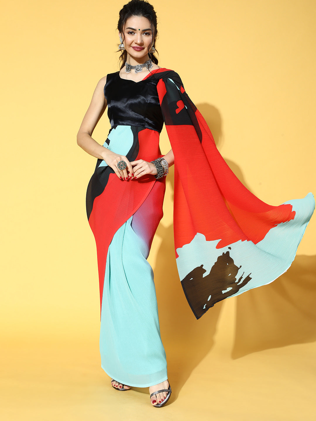 Saree Mall Blue Saree For Women | Grocsy