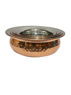 Dynore Stainless Steel Copper Plated Hammered Finish Handi Set with SS lid- Set of 4 | Grocsy