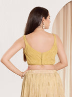 Joban Fashion Gold Tissue Padded Blouse With Sweetheart Neck Sleeveless | Grocsy