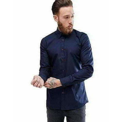 Men's Contrast Button Slim Fit Formal Shirt | Grocsy