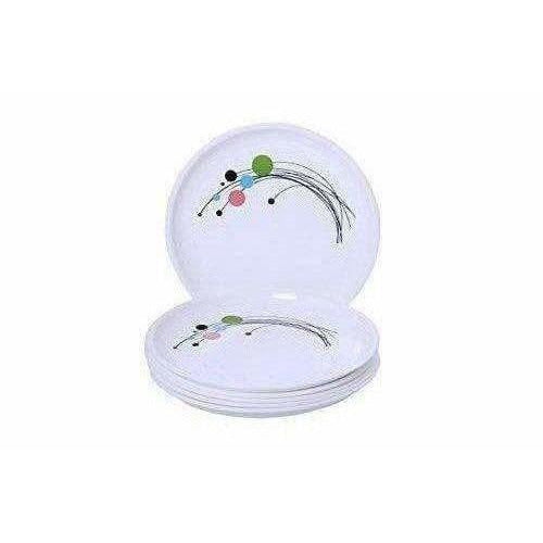 Round Plastic Half Plate Set, Set of 6, White | Grocsy