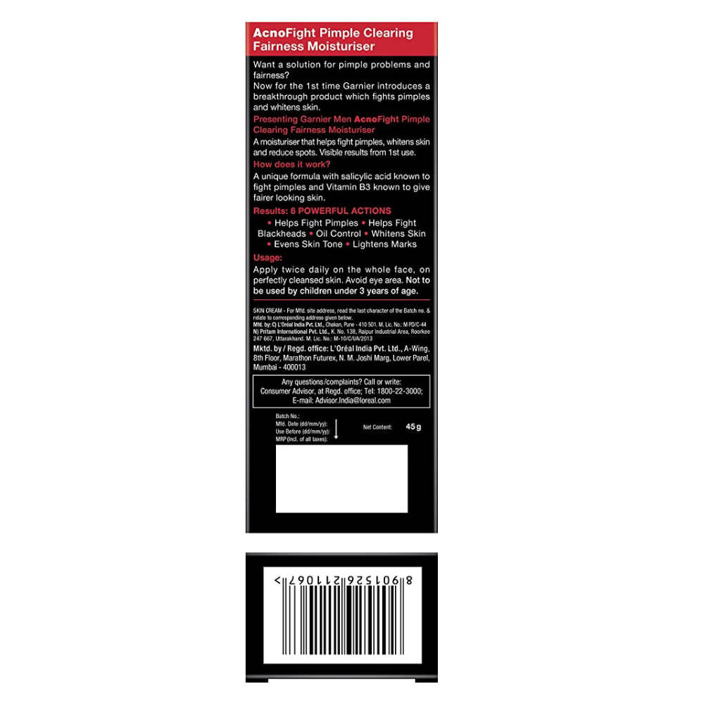 Garnier Men Acno Fight Pimple Clearing Brightening Moisturizer | Grocsy
