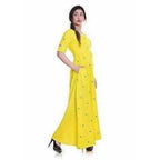 Yellow Color - Long Embroidered Kurti | Grocsy