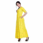 Yellow Color - Long Embroidered Kurti | Grocsy