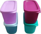 Tupperware Cubix Mini Rect Plastic Utility Container 250 Ml Pack Of 4 (Multicolor), Blue | Grocsy