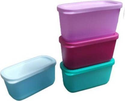 Tupperware Cubix Mini Rect Plastic Utility Container 250 Ml Pack Of 4 (Multicolor), Blue | Grocsy