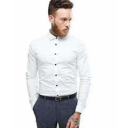 Men's Contrast Button Slim Fit Formal Shirt | Grocsy