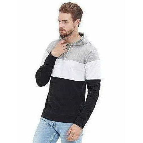 Men's Stylish Full Sleeve Grey, White, Black Hooded T-Shirt | Grocsy