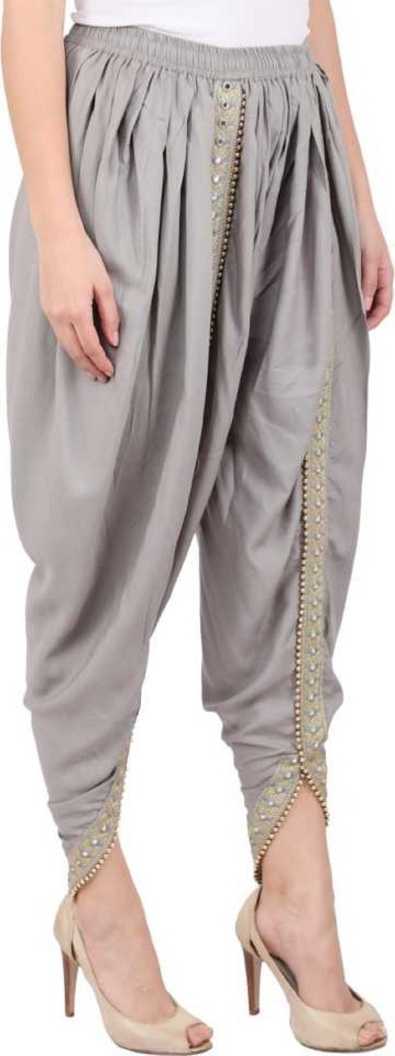 PAVONINE Grey Color Embellished Beetel Rayon Fabric Patiala For Women & Girls | Grocsy