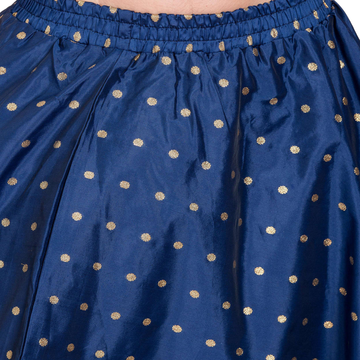 PAVONINE Navy Blue Color Golden Zari Work Satan Fabric Maxi Skirt For Women | Grocsy
