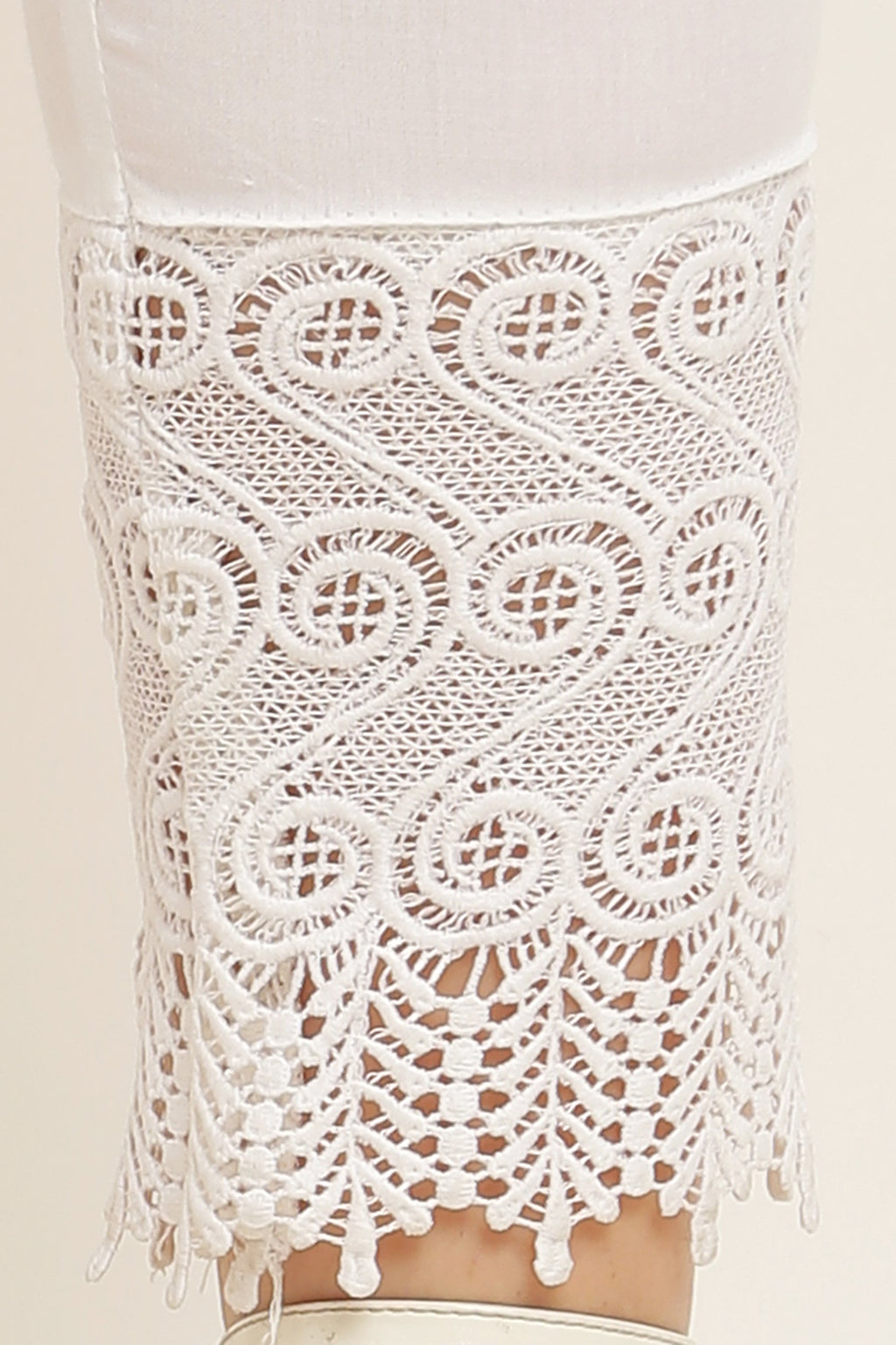 PAVONINE White Color S Kirosia Lace Hem Cotton Fabric Palazzo For Women | Grocsy