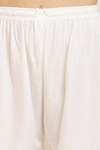PAVONINE White Color Straight Fit Rayon Fabric Palazzo | Grocsy