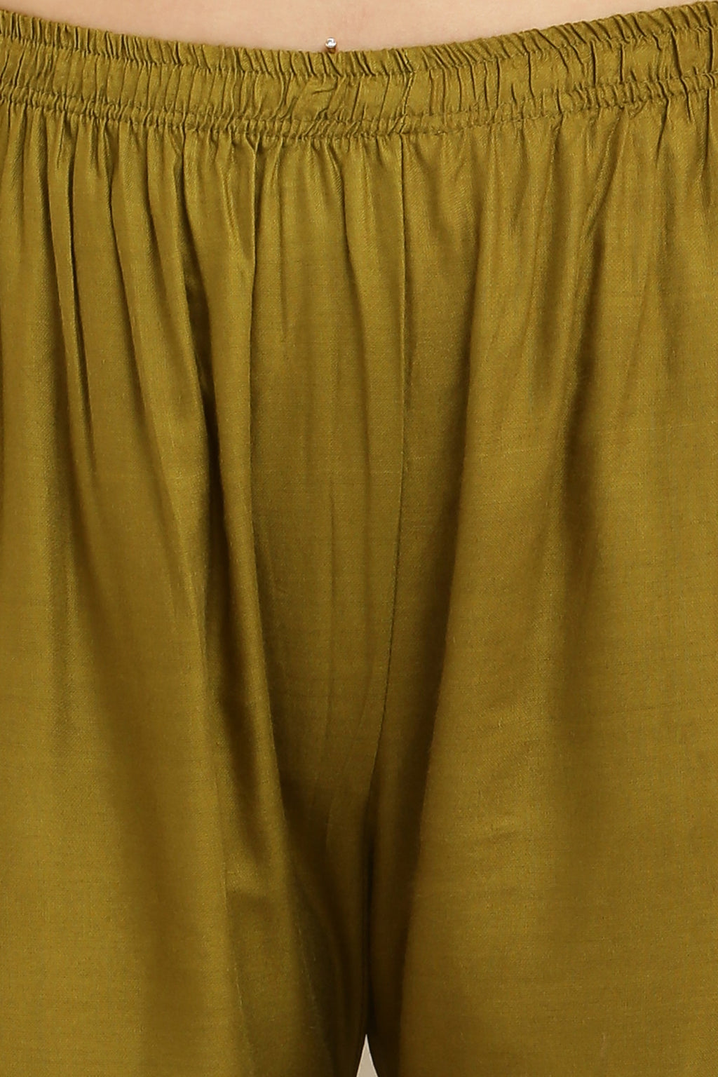 PAVONINE Mehandi Green Color Straight Fit Rayon Fabric Palazzo | Grocsy