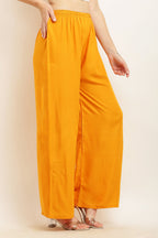 PAVONINE Mustard Color Straight Fit Rayon Fabric Palazzo | Grocsy