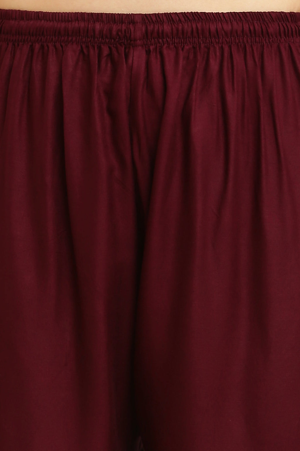 PAVONINE Wine Color Straight Fit Rayon Fabric Palazzo | Grocsy