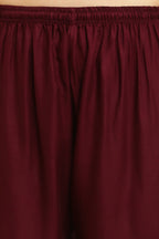 PAVONINE Wine Color Straight Fit Rayon Fabric Palazzo | Grocsy