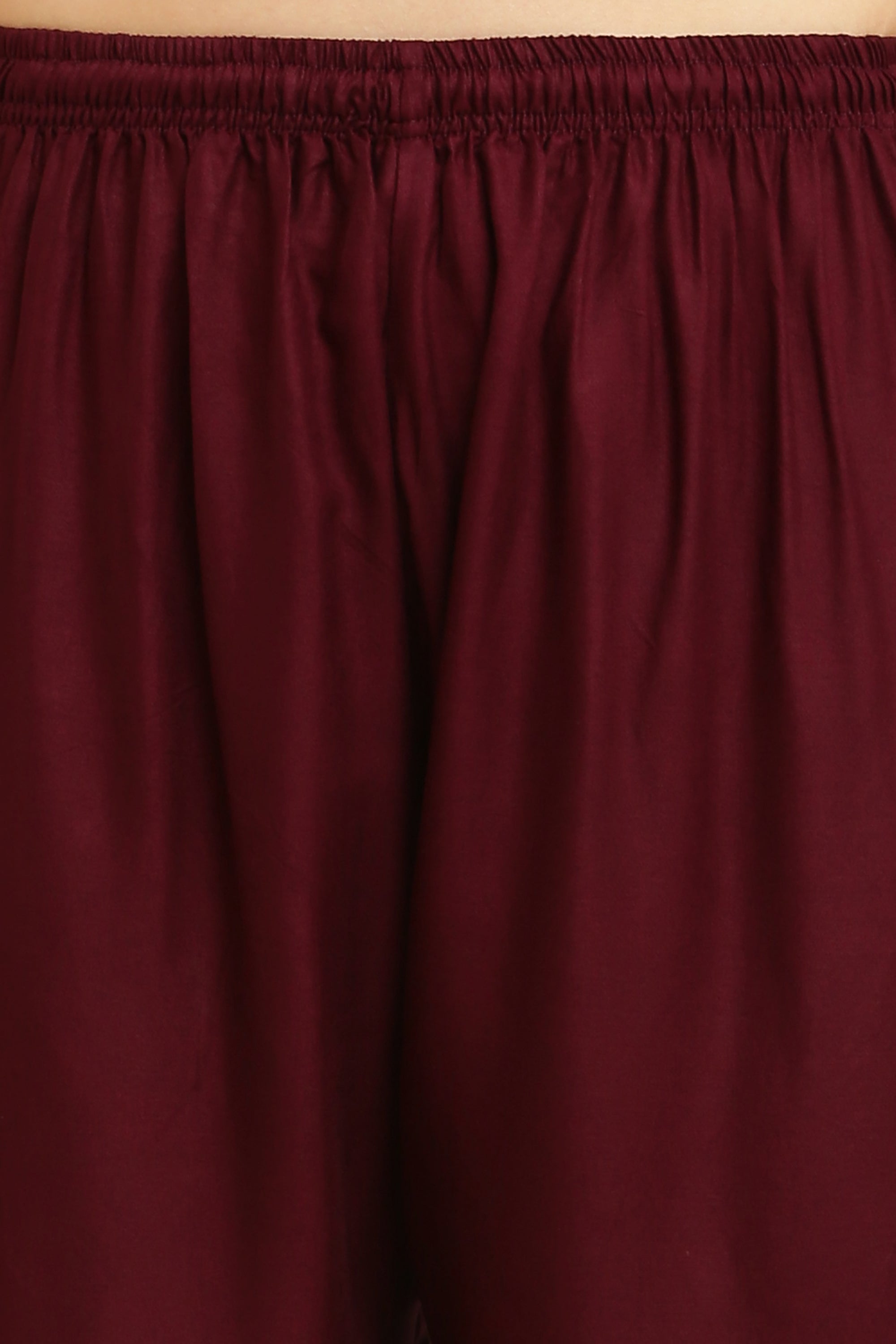 PAVONINE Wine Color Straight Fit Rayon Fabric Palazzo | Grocsy