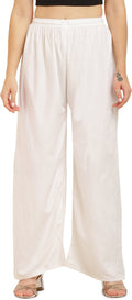 PAVONINE White Color Straight Fit Rayon Fabric Palazzo | Grocsy