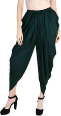 PAVONINE Bottle Green Color Solid Beetel Rayon Fabric Patiala For Women & Girls | Grocsy