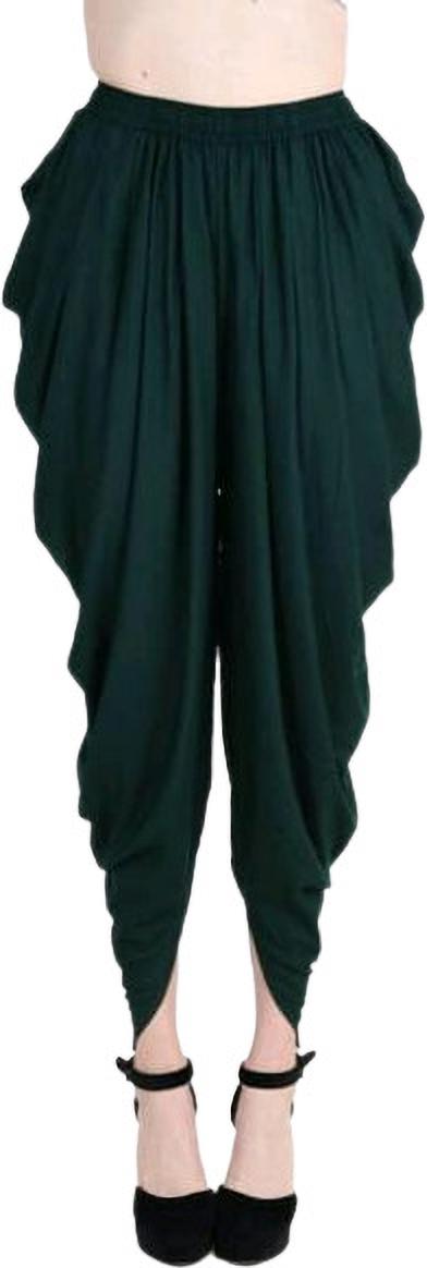 PAVONINE Bottle Green Color Solid Beetel Rayon Fabric Patiala For Women & Girls | Grocsy