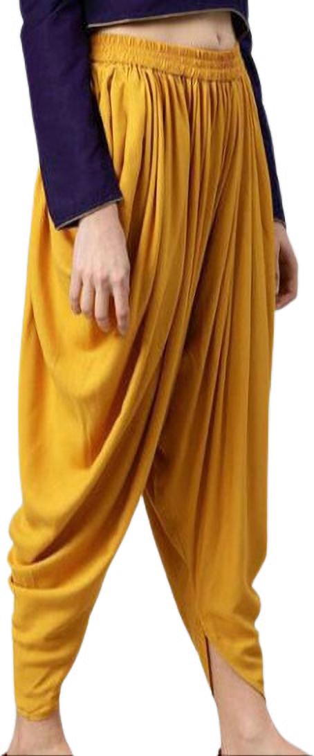 PAVONINE Mustard Color Solid Beetel Rayon Fabric Patiala For Women & Girls | Grocsy