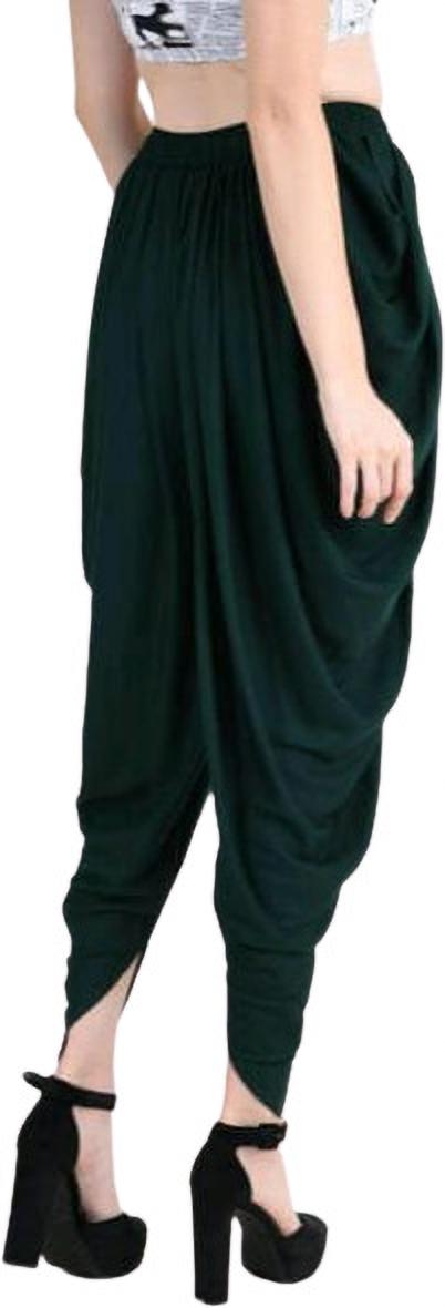 PAVONINE Bottle Green Color Solid Beetel Rayon Fabric Patiala For Women & Girls | Grocsy