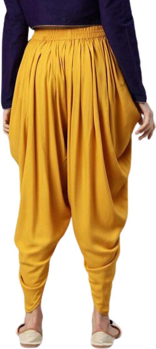 PAVONINE Mustard Color Solid Beetel Rayon Fabric Patiala For Women & Girls | Grocsy