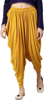 PAVONINE Mustard Color Solid Beetel Rayon Fabric Patiala For Women & Girls | Grocsy