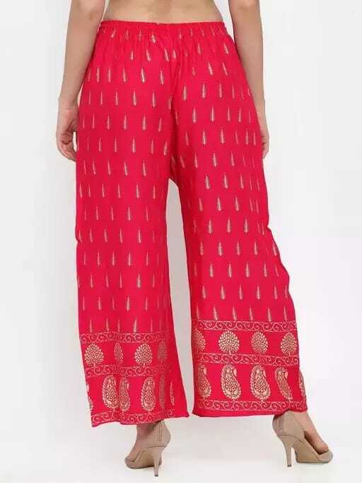 PAVONINE Rani Color Rayon Fabric Bhutta Print Palazzo For Women | Grocsy