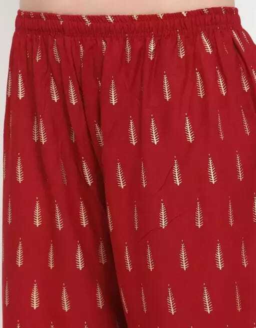 PAVONINE Maroon Color Rayon Fabric Bhutta Print Palazzo For Women | Grocsy