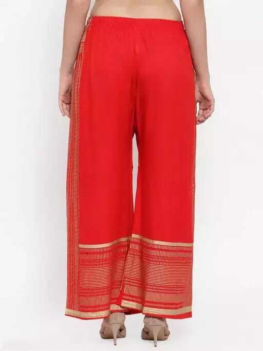 PAVONINE Red Color Rayon Fabric Side Print Palazzo For Women | Grocsy