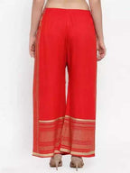 PAVONINE Red Color Rayon Fabric Side Print Palazzo For Women | Grocsy