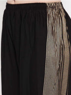 PAVONINE Black Color Rayon Fabric Side Print Palazzo For Women | Grocsy
