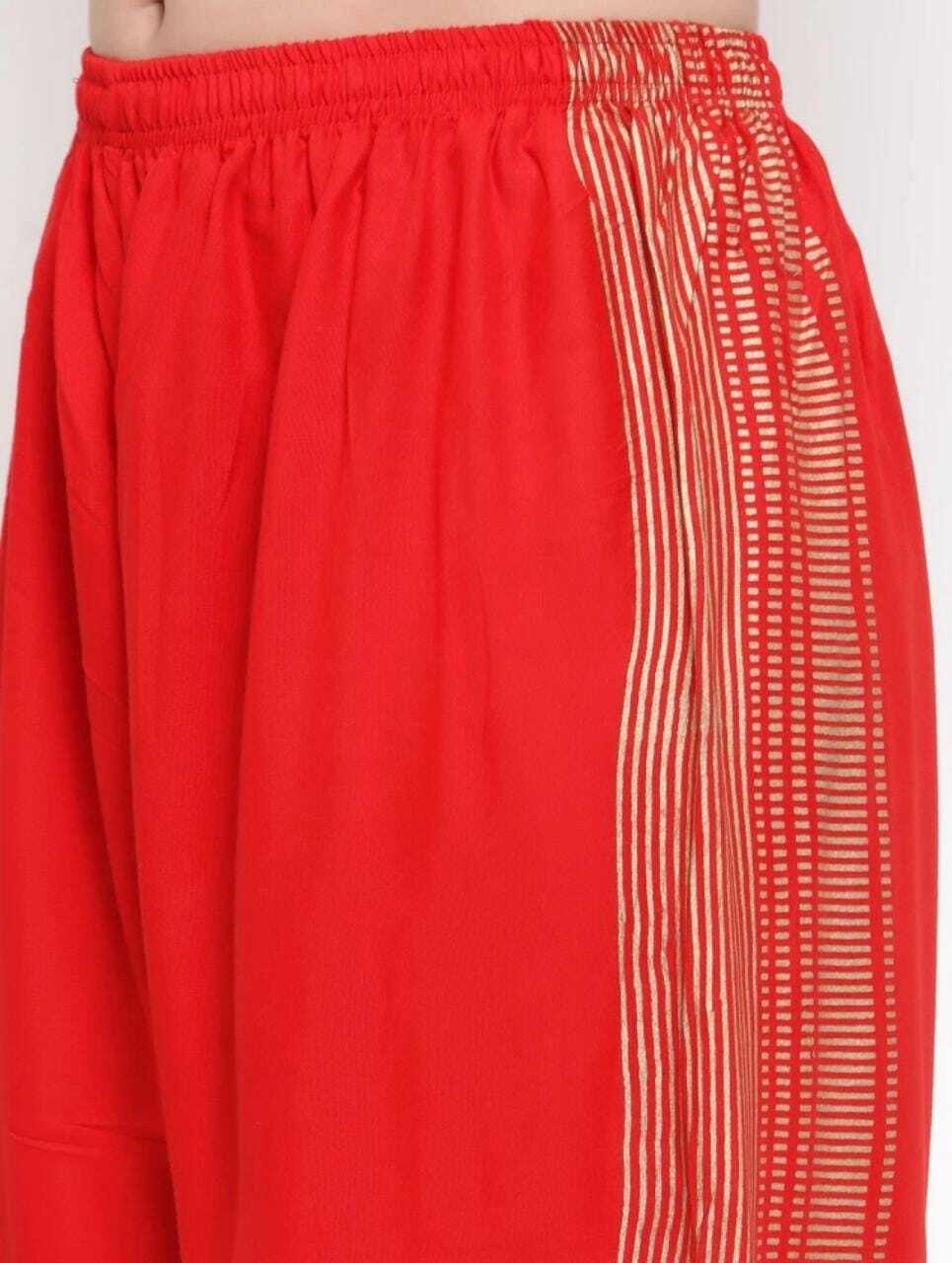 PAVONINE Red Color Rayon Fabric Side Print Palazzo For Women | Grocsy