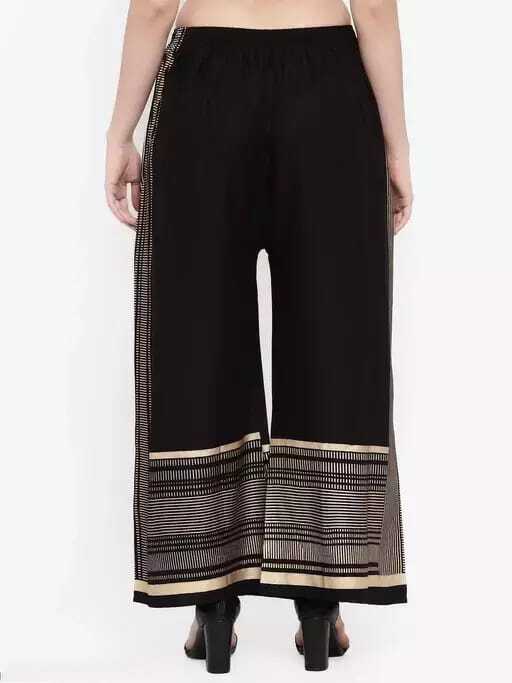 PAVONINE Black Color Rayon Fabric Side Print Palazzo For Women | Grocsy