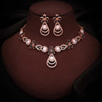 Tehzeeb Creations Rose Gold-Polished Black Colour Necklace With Stud | Grocsy
