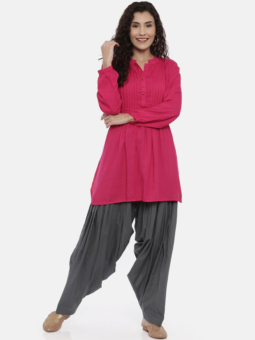 Souchii Women Grey Solid Loose-Fit Patiala | Grocsy