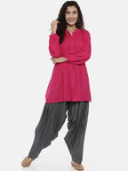 Souchii Women Grey Solid Loose-Fit Patiala | Grocsy