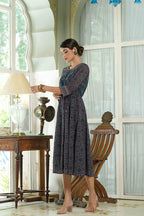 Juniper Indigo Georgette Festive Printed Anarkali Flared Anarkali Kurta For Women | Grocsy