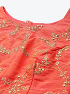 Tulsi Art Yellow & Orange Embroidered Semi-Stitched Myntra Lehenga & Unstitched Blouse With Dupatta | Grocsy