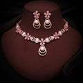 Tehzeeb Creations Rose Gold-Polished Lavender Colour Necklace With Stud | Grocsy