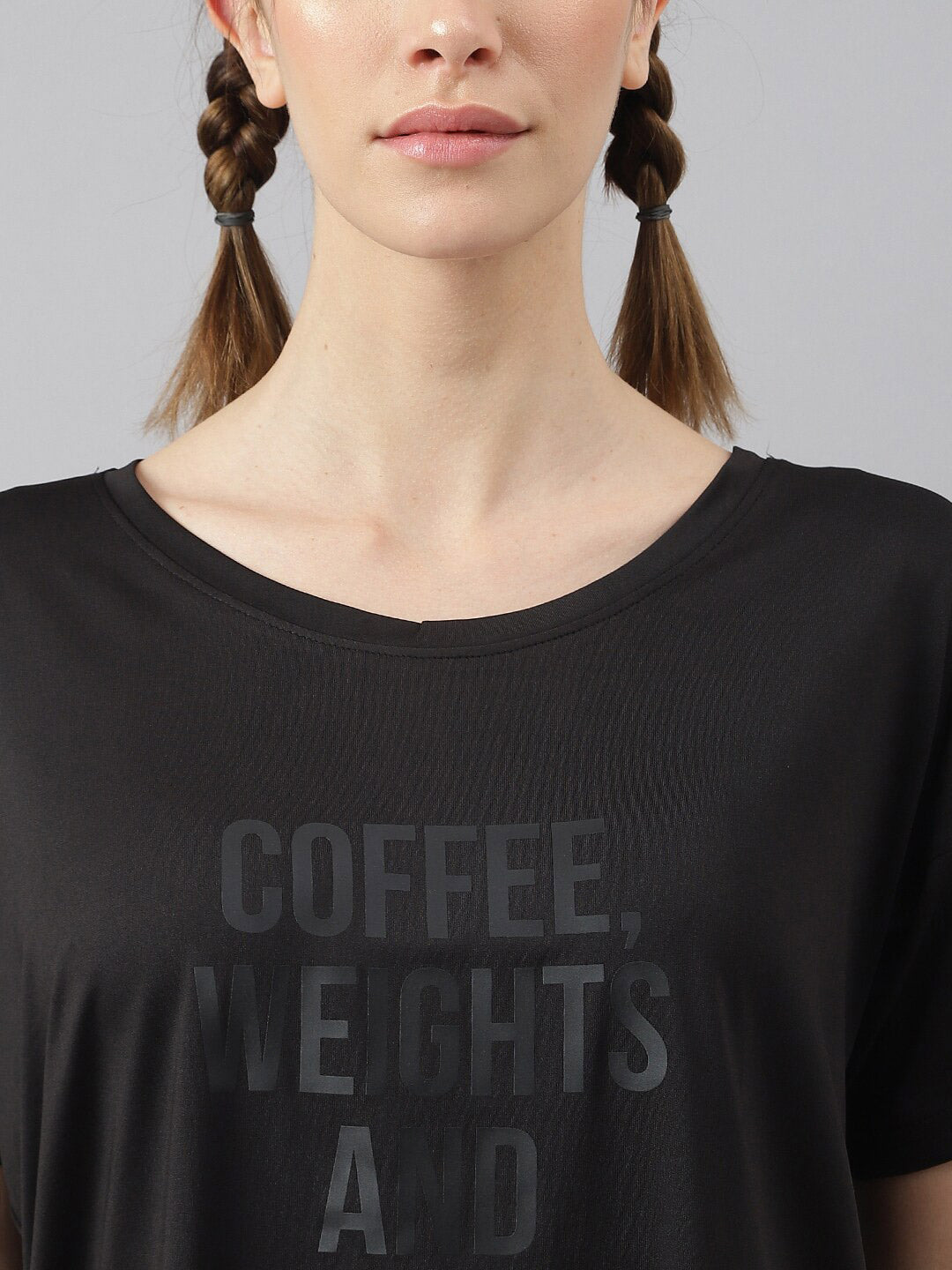 MKH Women Typography Printed Drop-Shoulder Sleeves Dri-FIT Sports T-shirt | Grocsy