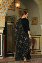 Juniper Black Velvet Festive Solid Straight Skd For Women | Grocsy