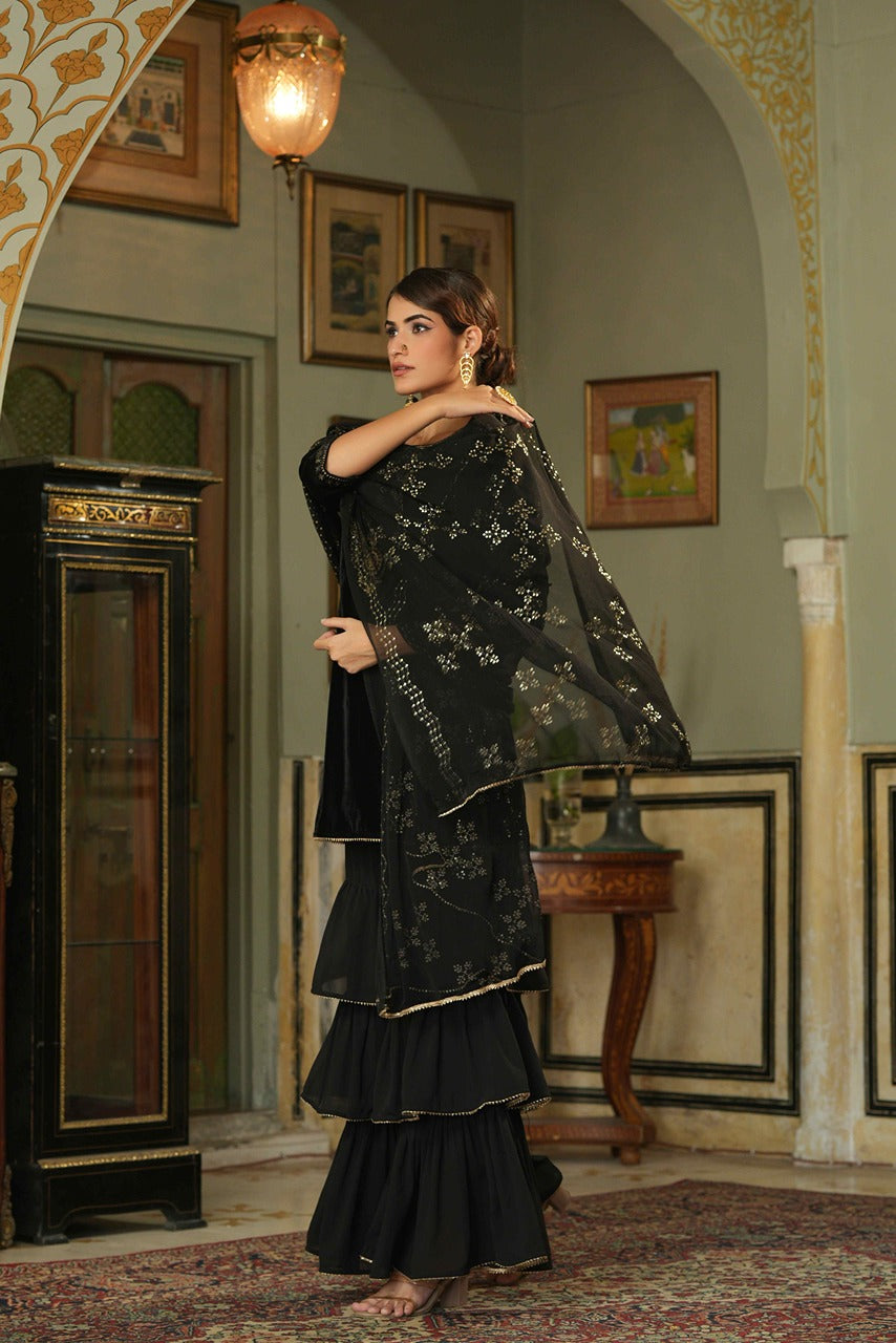Juniper Black Velvet Festive Solid Straight Skd For Women | Grocsy
