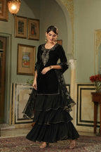 Juniper Black Velvet Festive Solid Straight Skd For Women | Grocsy