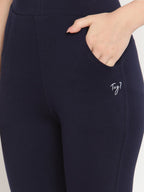 TAG 7 Women Navy Blue & Mustard Yellow Pack of 2 Straight Fit Ankle-Length Leggings | Grocsy