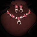 Tehzeeb Creations Rose Gold-Polished Pink Colour Necklace With Stud | Grocsy