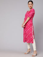 Aks Ethnic Motif Printed Cotton Straight Kurta | Grocsy